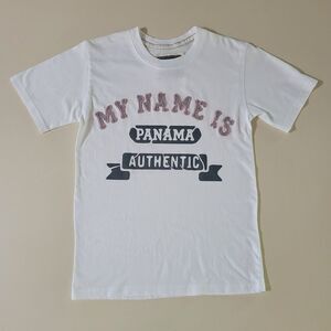 My Name is Panama Men's White Appliqué Front Crew Short Sleeve Tee